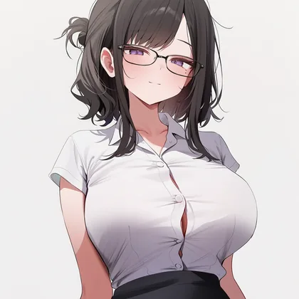 안경을 쓴 일본어 강사 카에데